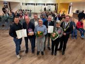 (v. l.): René Scherf, Heiner Bergschneider, Michael Bolte, Herbert Wienrank, Norbert Schulte, Elisabeth Kloke-Kemper und Bürgermeister Ulrich Berger