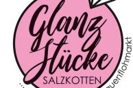 Das Logo zeigt den Schriftzug GlanzStücke Salzkotten - der etwas andere Frauenflohmarkt in rosa mit einem Diamanten