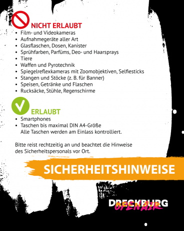 Wichtige Hinweise für Ihren Konzertbesuch an der Dreckburg