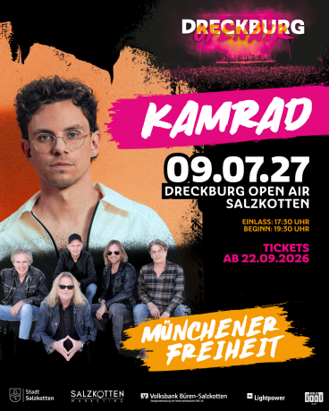 Dreckburg Open Air 2027: KAMRAD und Münchener Freiheit rocken Salzkotten