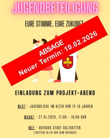 Projektabend der Jugendbeteiligung wird verschoben