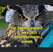 Der Falkner kommt zum alten Trafoturm Holsen